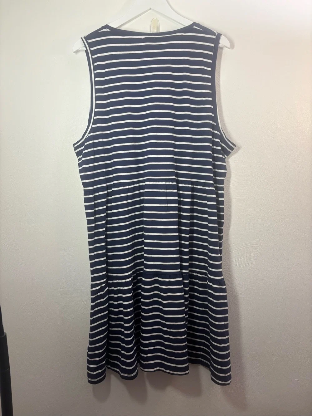 J. Crew Navy & White Striped Sleeveless Midi Dress Size XXL - Picture 2 of 7